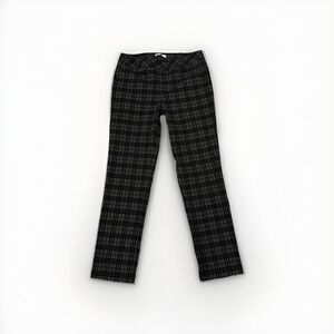 I Love Tyler Madison Plaid Flocked Velvet Pull On Pants Black Grey Women Large